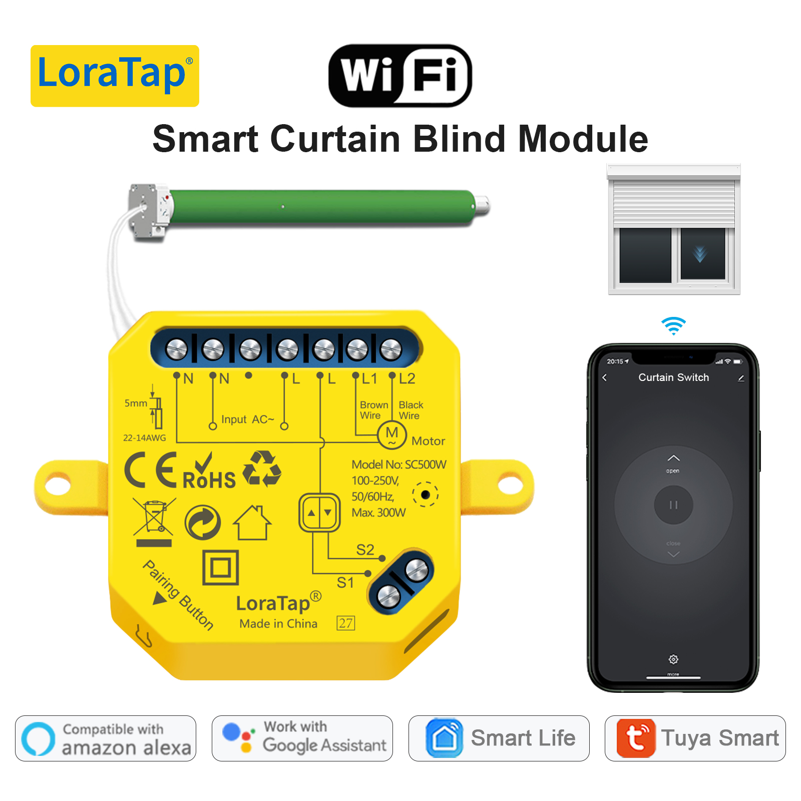 Modulo Interruptor Wifi + Rf Cortina Persiana Smart Life